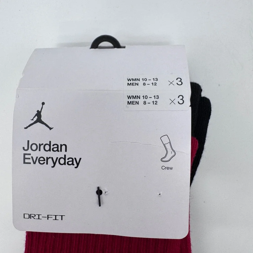 Men's Jordan Everyday Crew Socks (3-Pack) - Red/White/Black DX9632